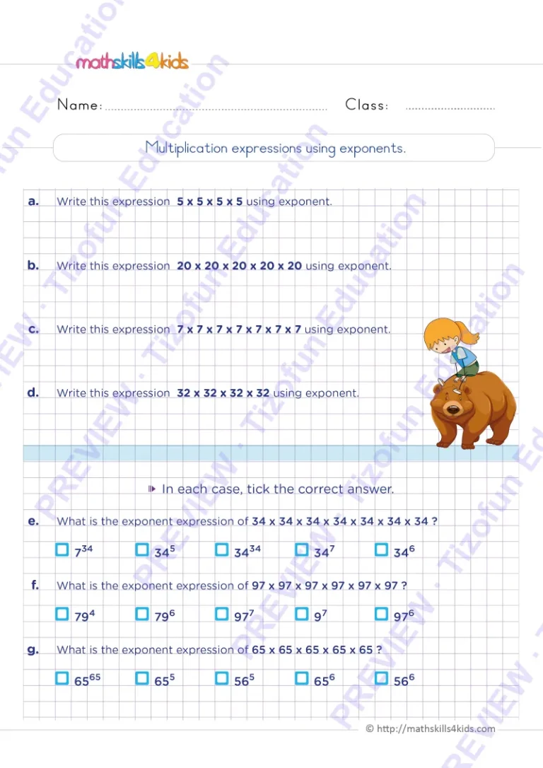 Preview 2 — Grade 6 Exponents and square-roots worksheets with solutions