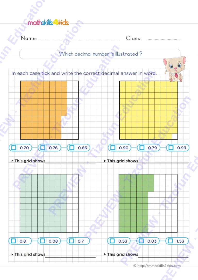 Preview 2 — Grade 6 Decimals worksheets with solutions