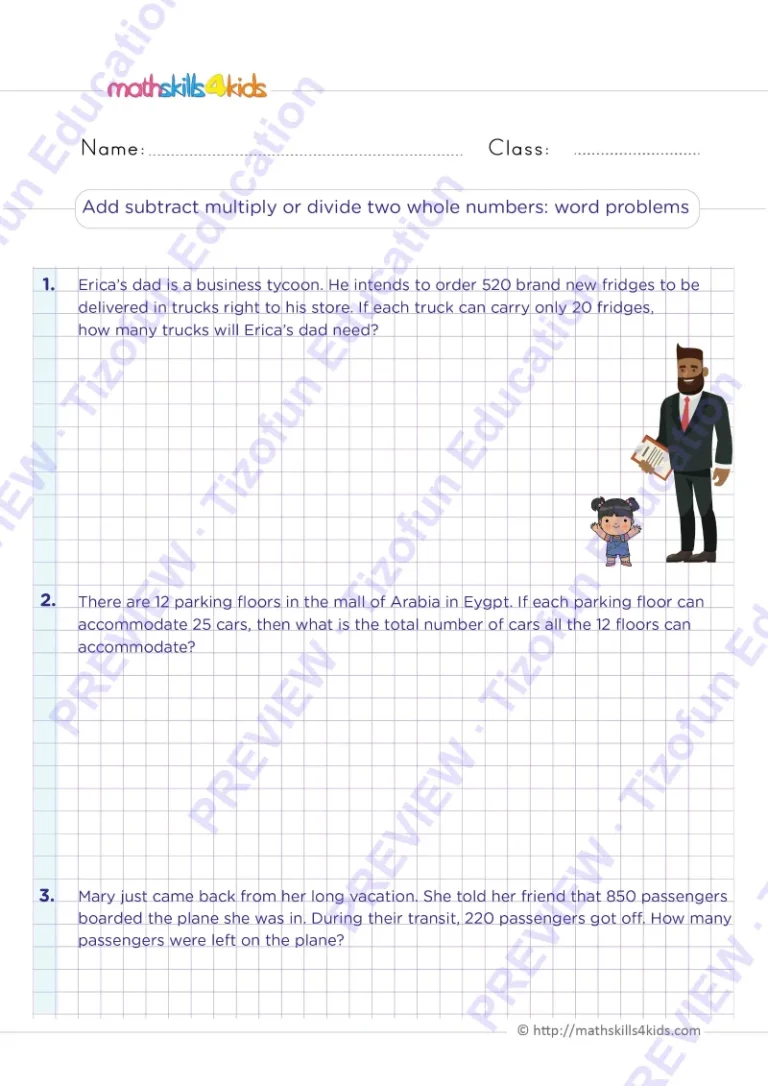 Preview 3 — Grade 6 Mixed operations with solutions