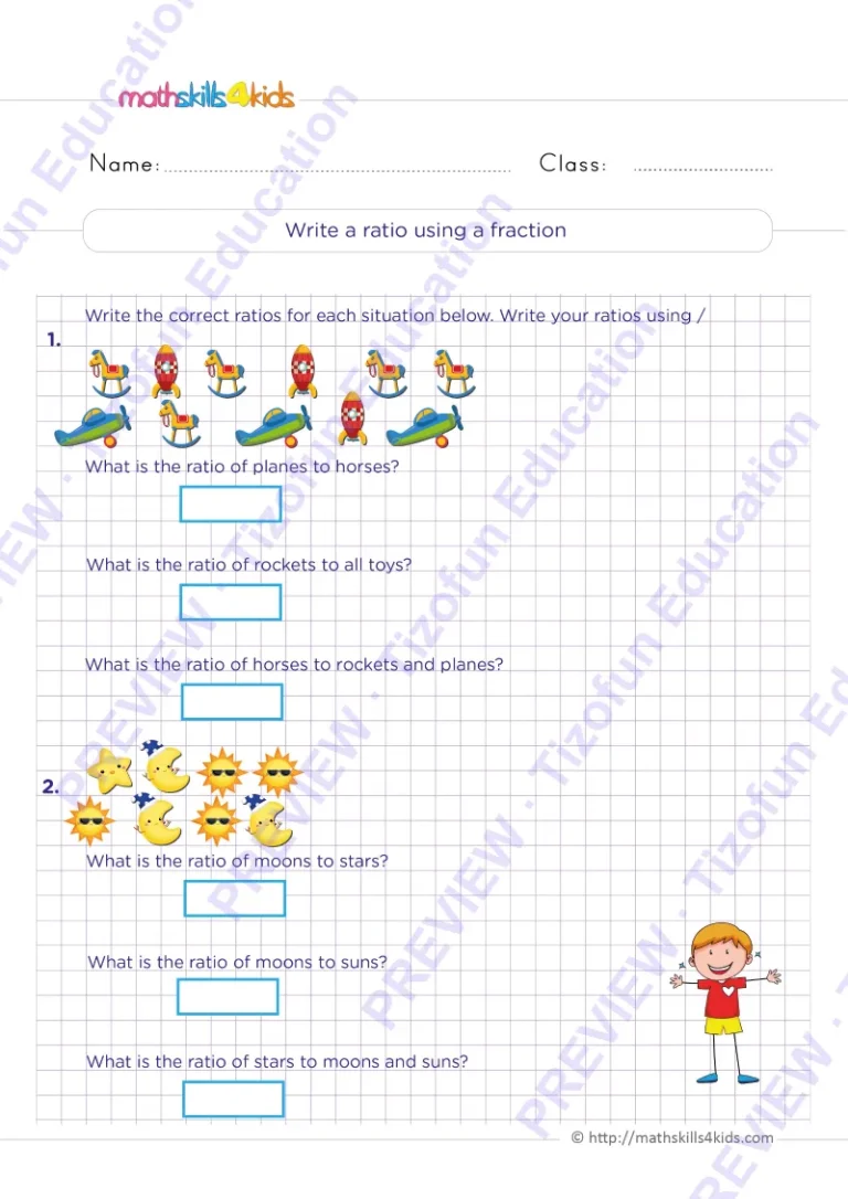 Preview 3 — Grade 6 Ratio and rates worksheets with solutions
