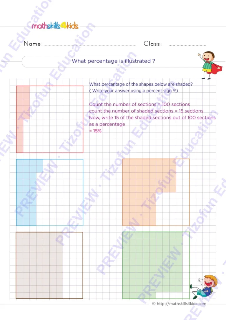 Preview 2 — Grade 6 Percents worksheets with solutions