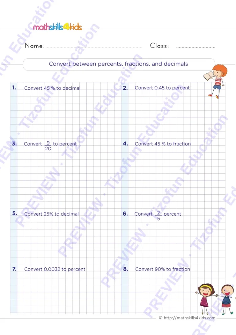 Preview 3 — Grade 6 Percents worksheets with solutions