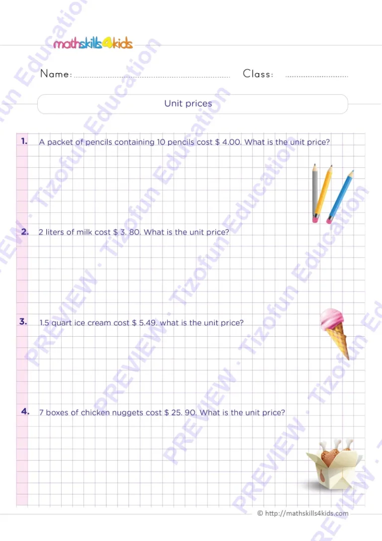 Preview 3 — Grade 6 Consumer math worksheets with solutions