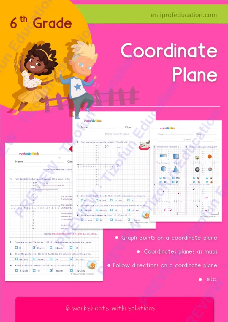 Preview 1 — Grade 6 Coordinate plane worksheets with solutions