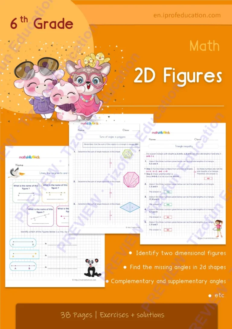 Preview 1 — Grade 6 Two-dimensional figures worksheets with solutions