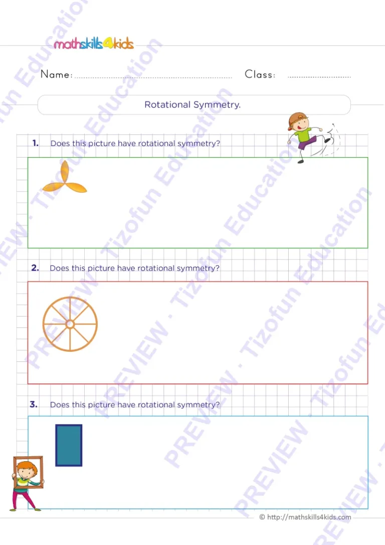 Preview 3 — Grade 6 Symmetry and transformation worksheets with solutions