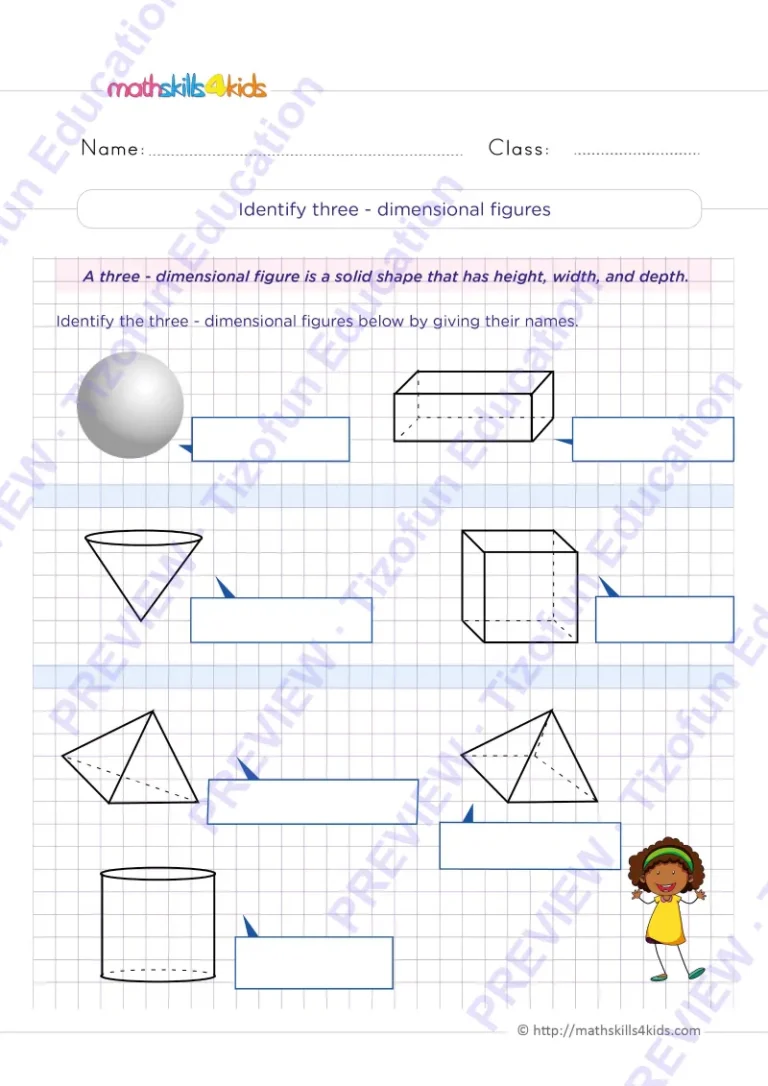 Preview 2 — Grade 6 Three-dimensional figures worksheets with solutions