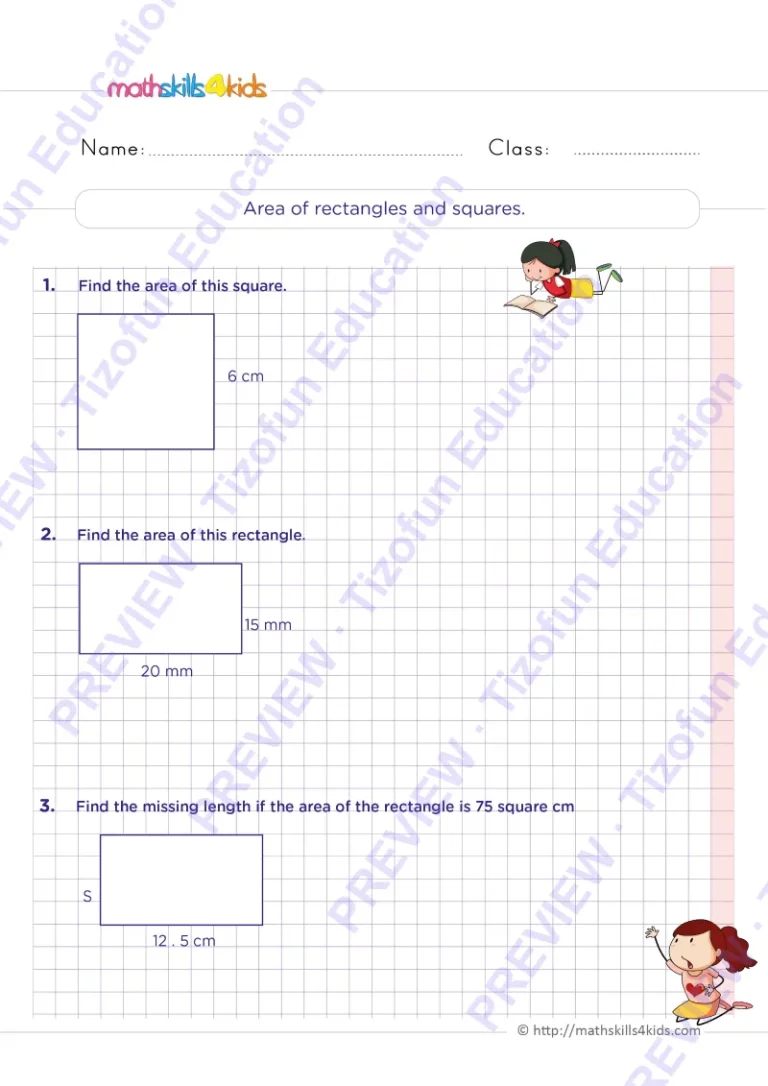 Preview 3 — Grade 6 Geometric measurements worksheets with solutions