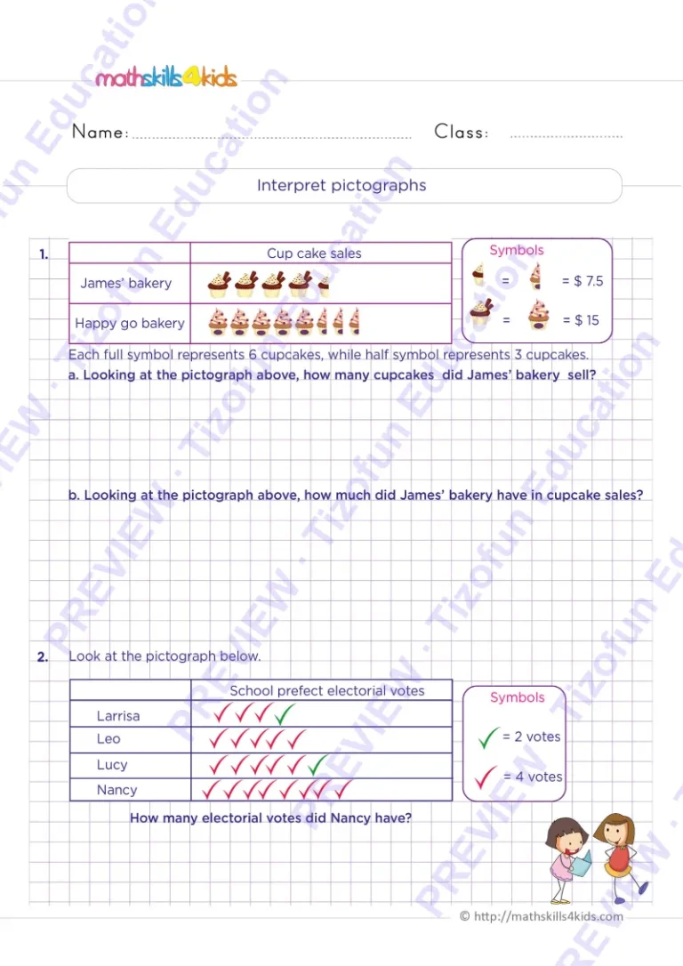 Preview 2 — Grade 6 Data and Graphs worksheets with solutions