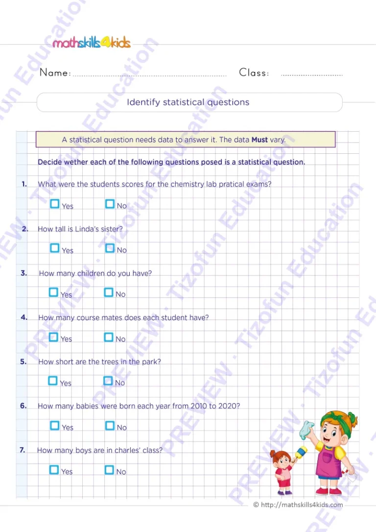 Preview 2 — Grade 6 Statistics worksheets with solutions