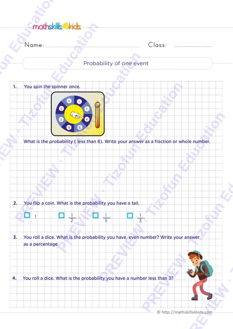 Preview 3 — Grade 6 Probability worksheets with solutions