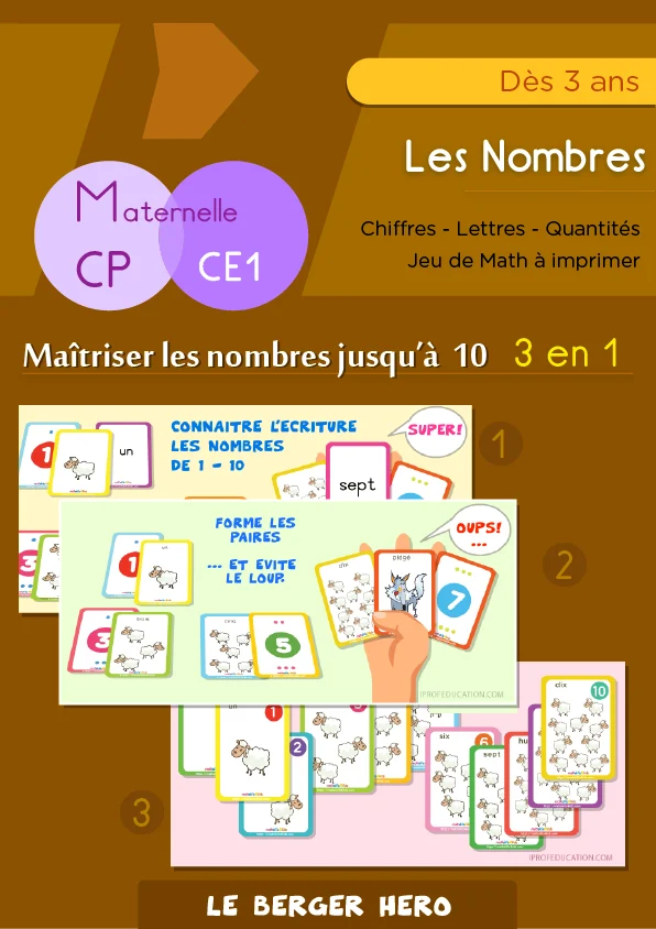 Le berger et ses moutons : 3 jeux de cartes de 0 à 10 — PS à CP