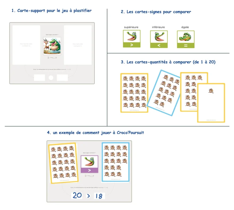 Croco'Poursuit : le jeu pour comparer quantités et nombres — GS · CP — aperçu 1