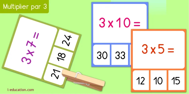 cartes memory - Table de multiplication de 3