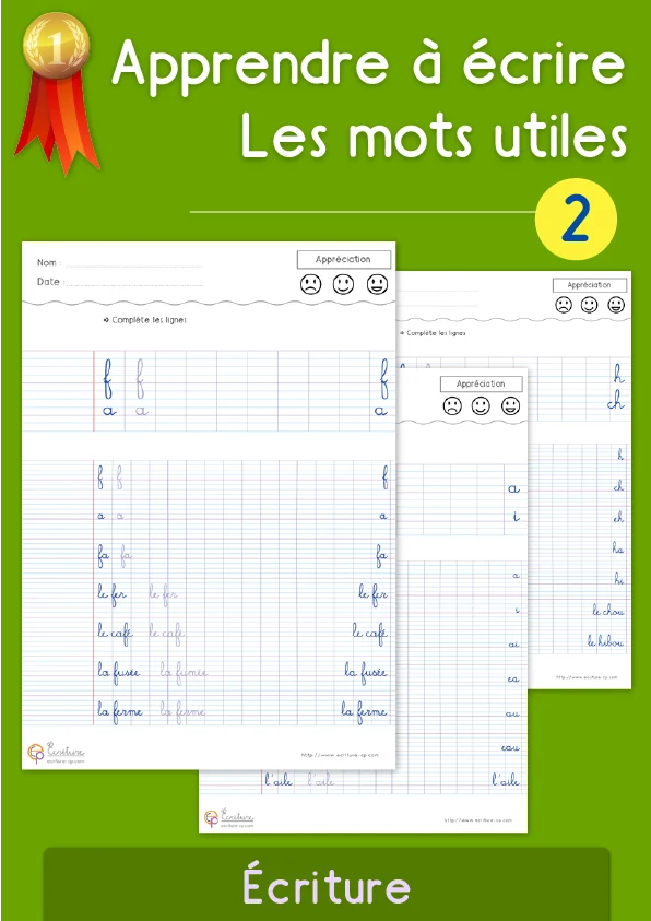 Écrire les mots utiles (2) : 24 fiches, de la lettre au mot sur Seyès — CP · CE1 · CE2