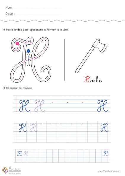 Majuscules cursives : 26 fiches, une lettre, une image, un mot — CP · CE1 · CE2 — aperçu 2