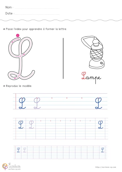 Majuscules cursives : 26 fiches, une lettre, une image, un mot — CP · CE1 · CE2 — aperçu 3