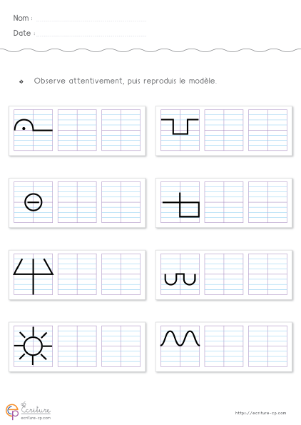 Graphisme CP · CE1 : 13 fiches sur quadrillage Seyès — CP · CE1 — aperçu 2