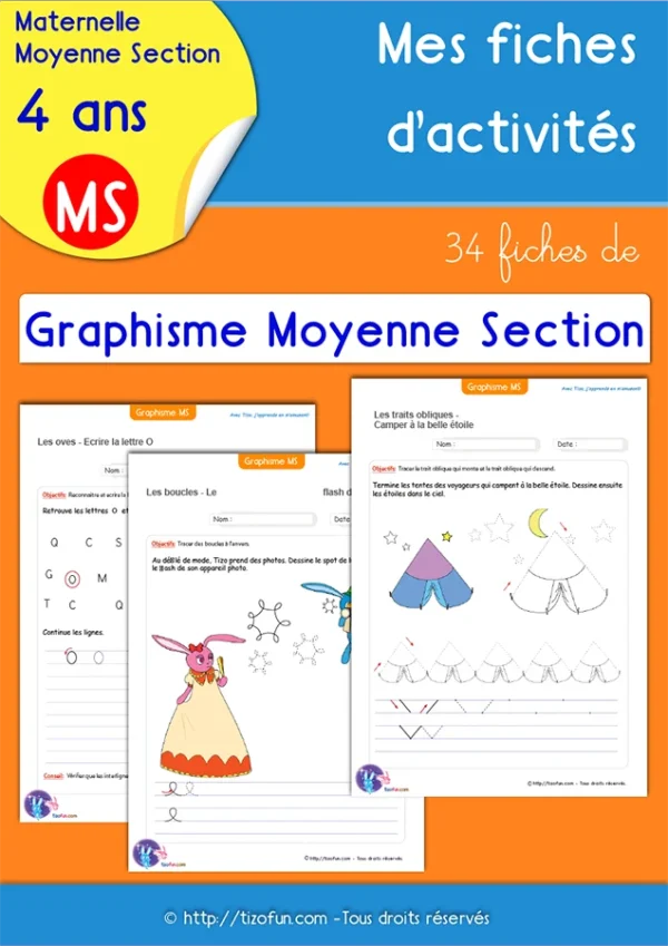 Graphisme MS · GS : 34 fiches, des signes aux lettres capitales — MS · GS