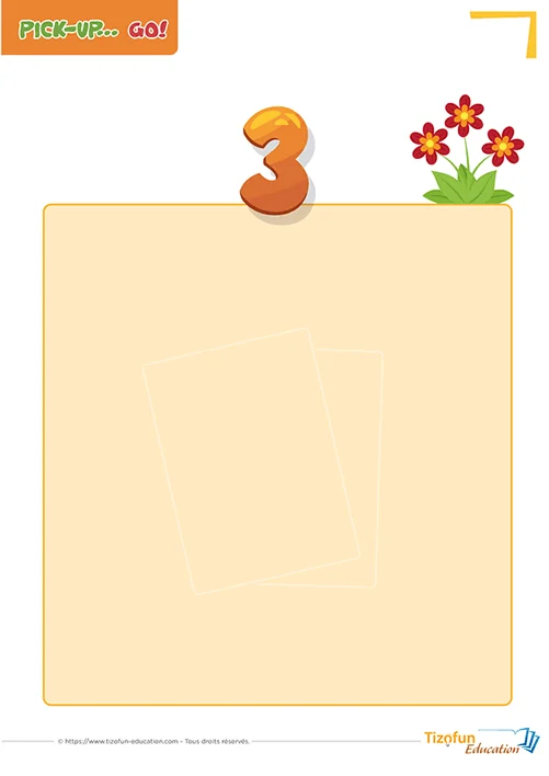 Le support pour le nombre 3 du jeu pickup go sur les nombres en maternelle