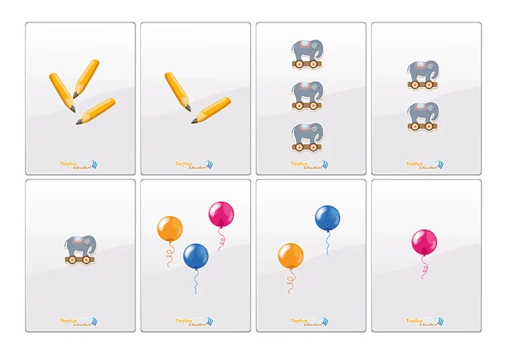 Cartes nombres pour le jeu pickup go - apprendre à compter de 1 à 3 en maternelle