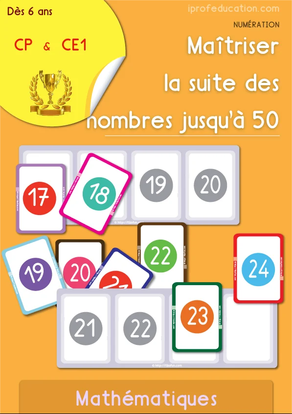 La suite des nombres jusqu'à 50 : cartes et bandes à trous — CP · CE1