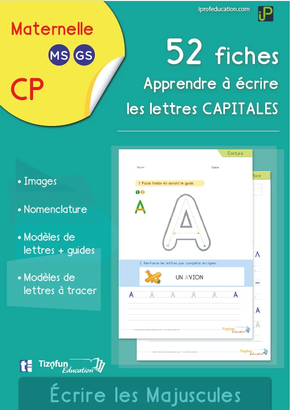 Écrire les capitales : 52 fiches, chaque lettre trait par trait — MS · GS · CP