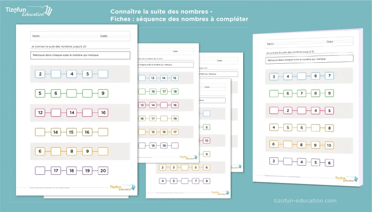 Fiches pour s'exercer sur les séquences des nombres en maternelle et cp