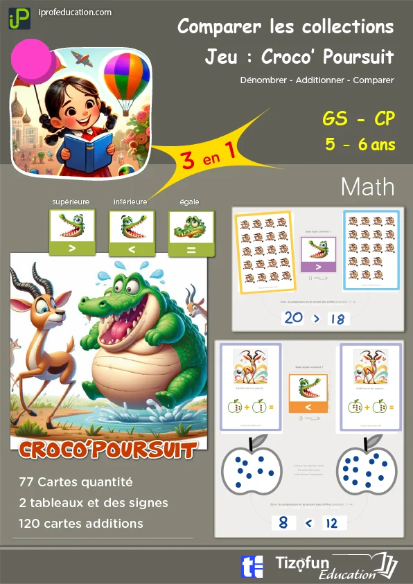 Croco'Poursuit : le jeu pour comparer quantités et nombres — GS · CP