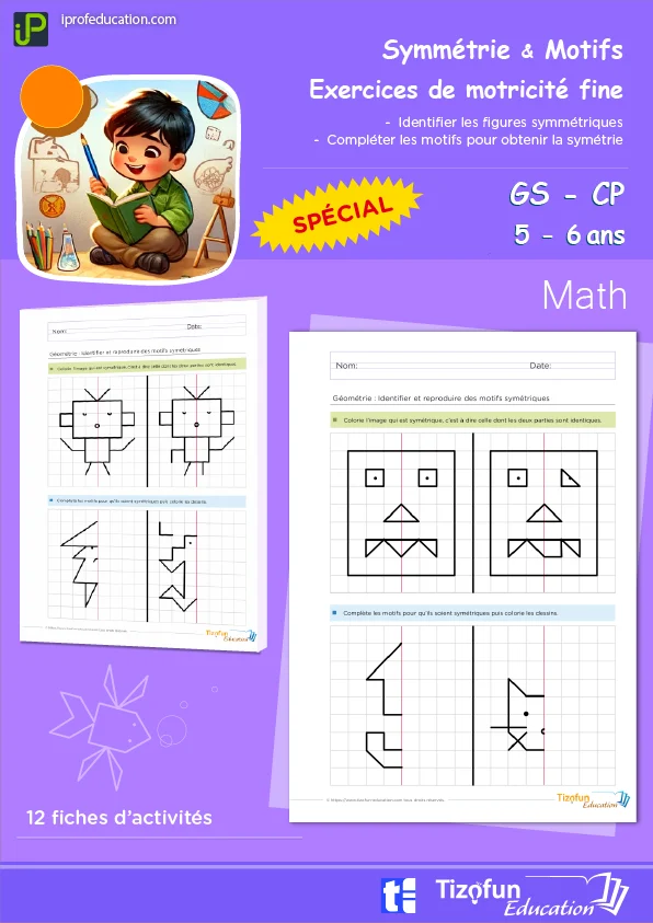 Symétrie : 24 motifs à compléter sur quadrillage — GS · CP