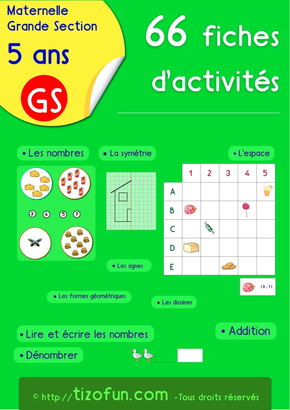 Maths en Grande Section : 66 fiches pour toute l'année — GS