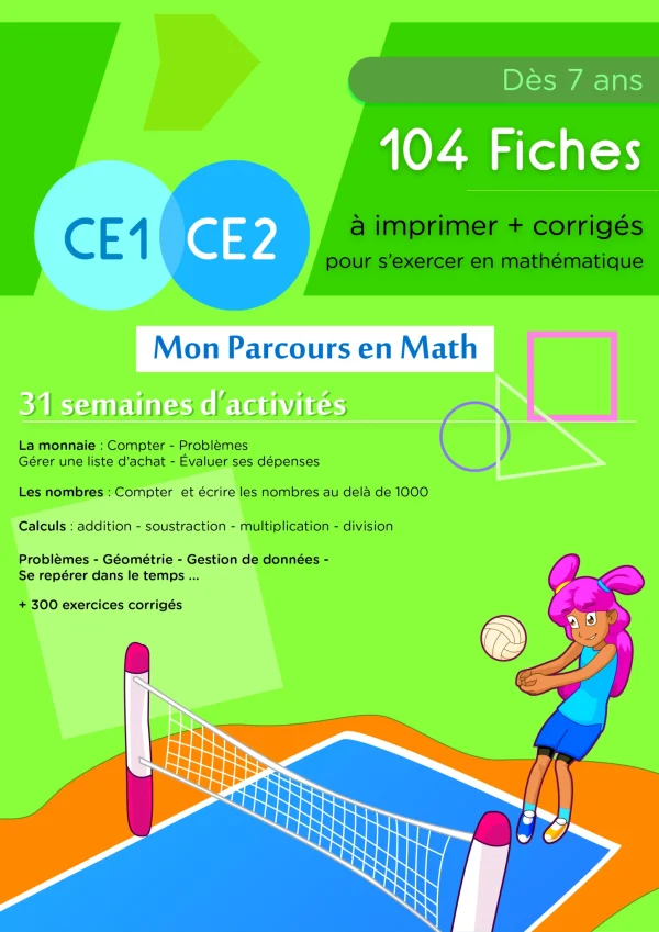 Parcours maths CE1 : 31 semaines, 104 fiches et leurs corrigés — CE1