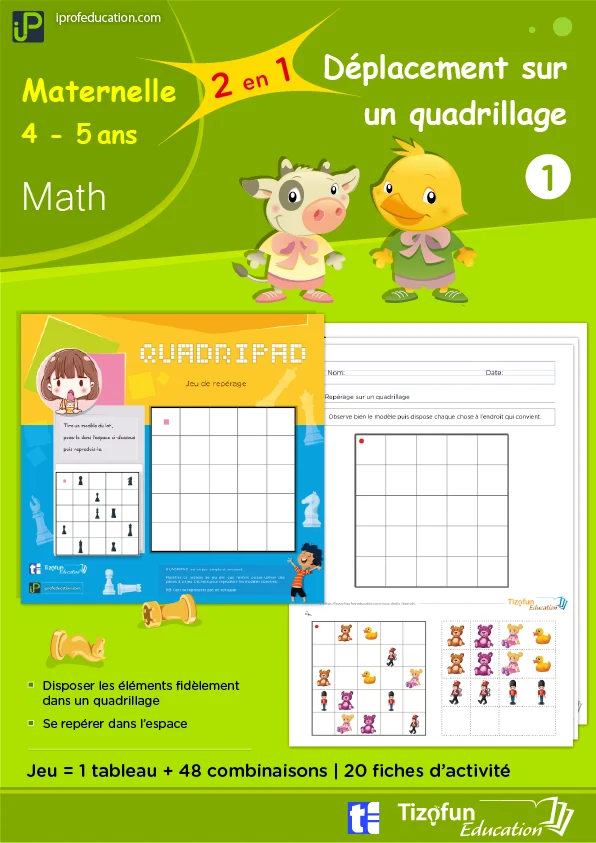 Se repérer sur un quadrillage : jeu Quadripad et 20 fiches — MS · GS