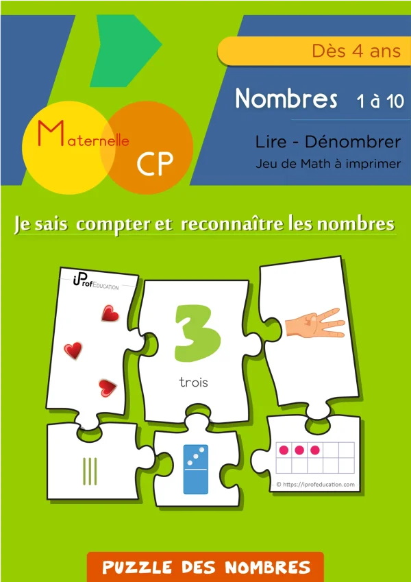 Puzzles des nombres de 1 à 10 : 60 pièces à assembler — MS · GS · CP