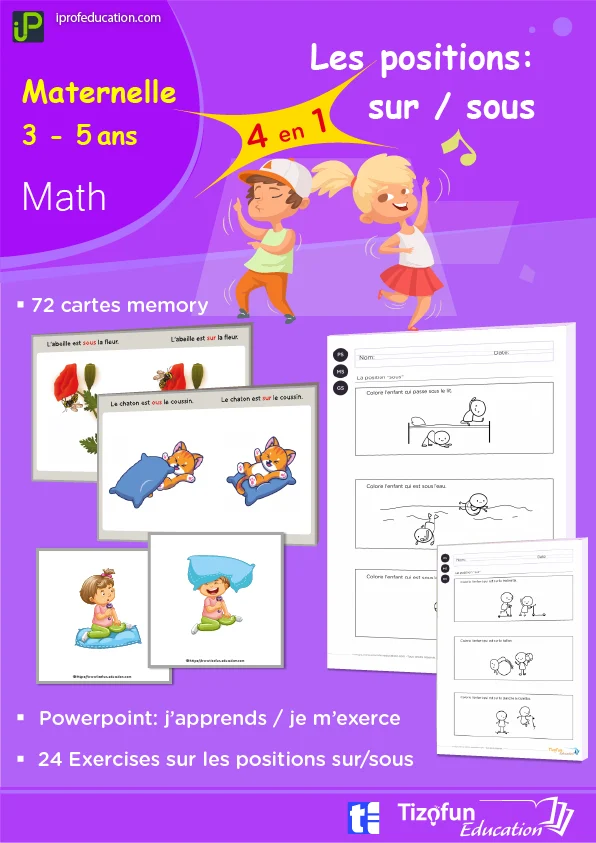 Les positions sur et sous : fiches, memory et diaporama — PS · MS · GS