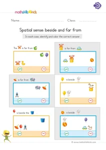1st Grade Beside and Far From Worksheet: Yes or No Picture Sentences