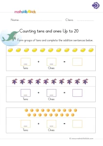 1st Grade Circle a Group of Ten Worksheet: Tens and Ones to 20