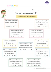 1st Grade Least to Greatest Worksheet: Which Number Comes Where?