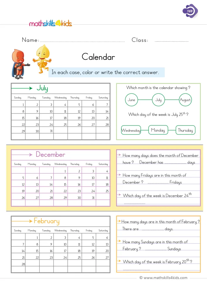 Preview of the calendar page: three month grids from Sunday to Saturday, with bubbles to color and lines to write on.