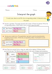 1st Grade Reading Tally Charts Worksheet: Flowers, Plush Toys and Baby Animals