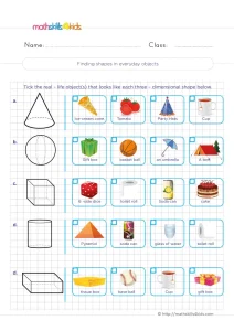 2nd Grade 3D Shapes in Real Life Worksheet: Tick the Objects That Match