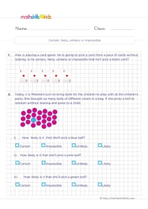2nd Grade Certain or Impossible Worksheet: Cards and Party Balls