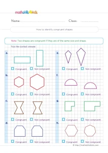 2nd Grade Congruent Shapes Worksheet: Same Size and Same Shape?