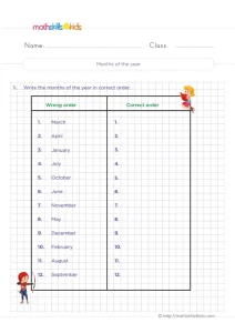 2nd Grade Months of the Year in Order Worksheet: Rewrite the Twelve Months