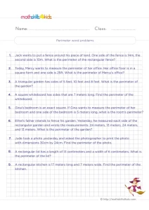 2nd Grade Perimeter of Gardens and Fences Worksheet: Rooms, Lids and Photos