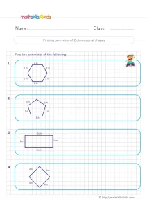 2nd Grade Perimeter of Polygons Worksheet: Add Up Every Side