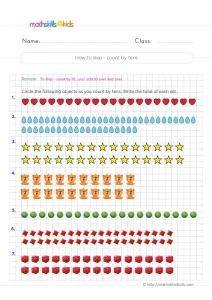 2nd Grade Skip Count by 10 Worksheet: Circle Groups of Ten