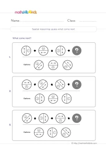 2nd Grade Spatial Reasoning Rotation Worksheet: Follow the Turn, Pick the Next Circle