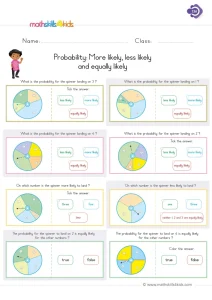 2nd Grade Spinner Chances Worksheet: Compare the Sections