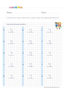 2nd Grade Subtraction With Borrowing Worksheet: 15 Column Problems